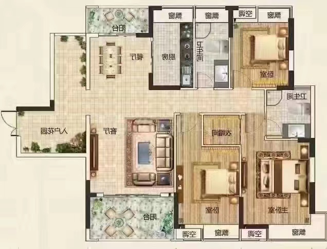 丰越大厦 4室2厅2卫 3600.0元/月 丰越大厦 4室2厅2卫 3600.0元/月户型图
