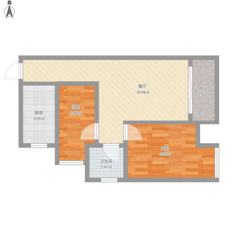 电力小区宿舍  2室2厅1卫   35.80万户型图