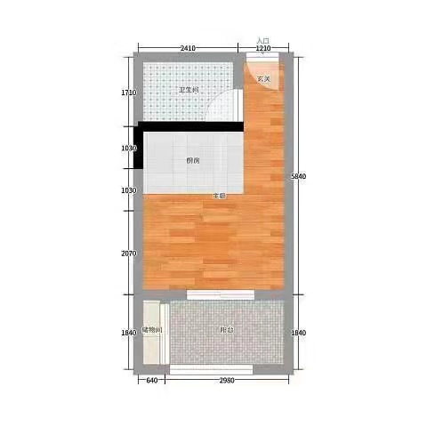 岳塘路散盘  2室2厅1卫   800.00元/月户型图