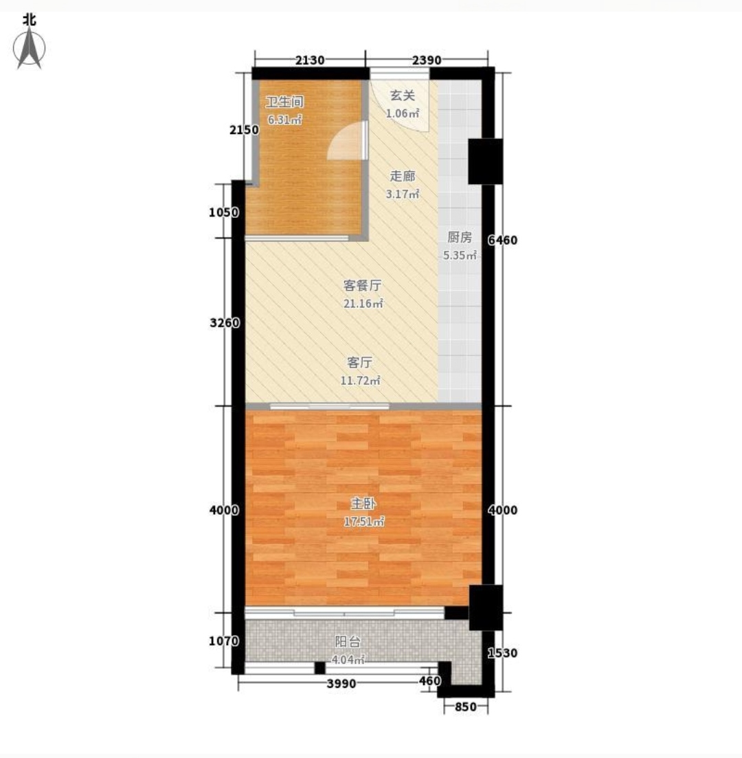 万豪城市花园  1室1厅1卫   36.80万户型图