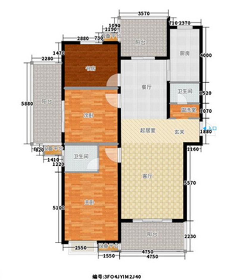 雄森国际  3室2厅1卫   80.00万户型图