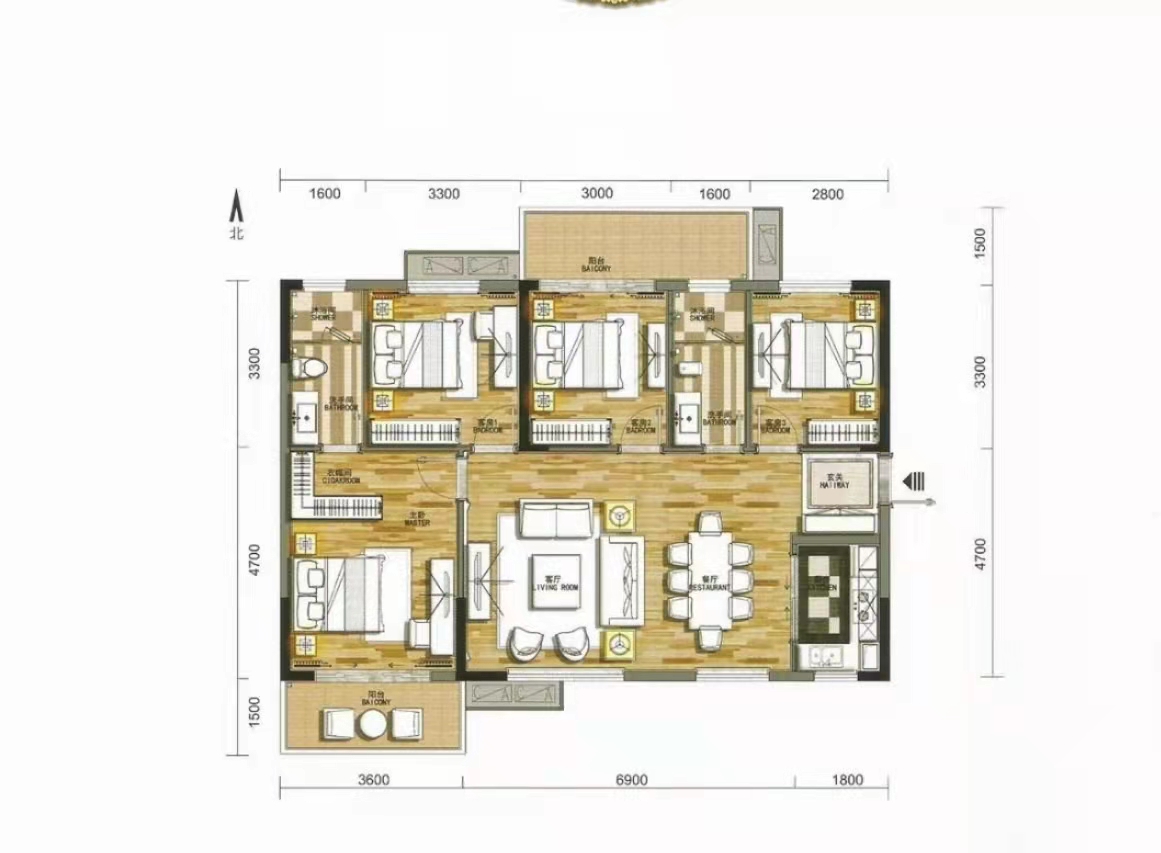 佳宁娜小区（梓山湖小区）  3室2厅2卫   128.00万户型图