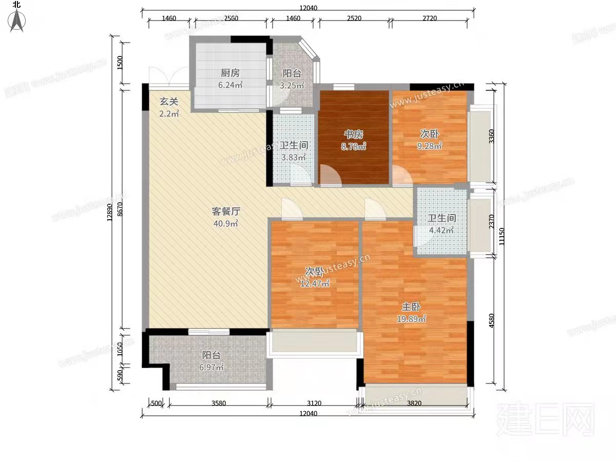 怡河园  4室2厅2卫   175.00万户型图