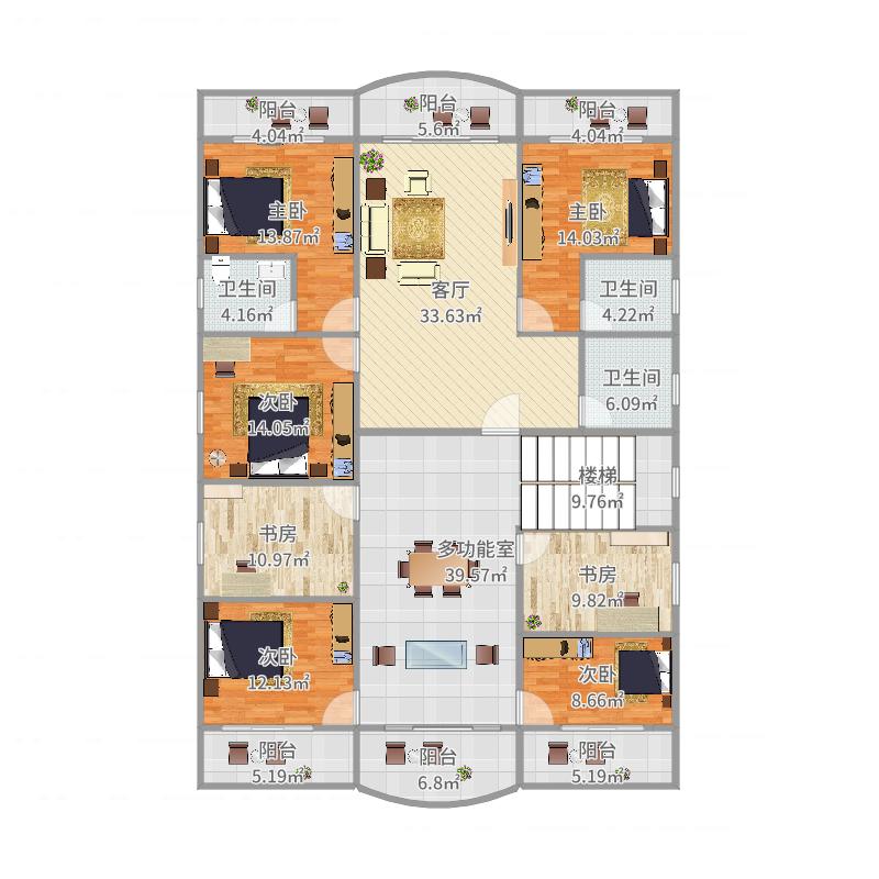海伦春天  4室2厅2卫   2800.00元/月户型图