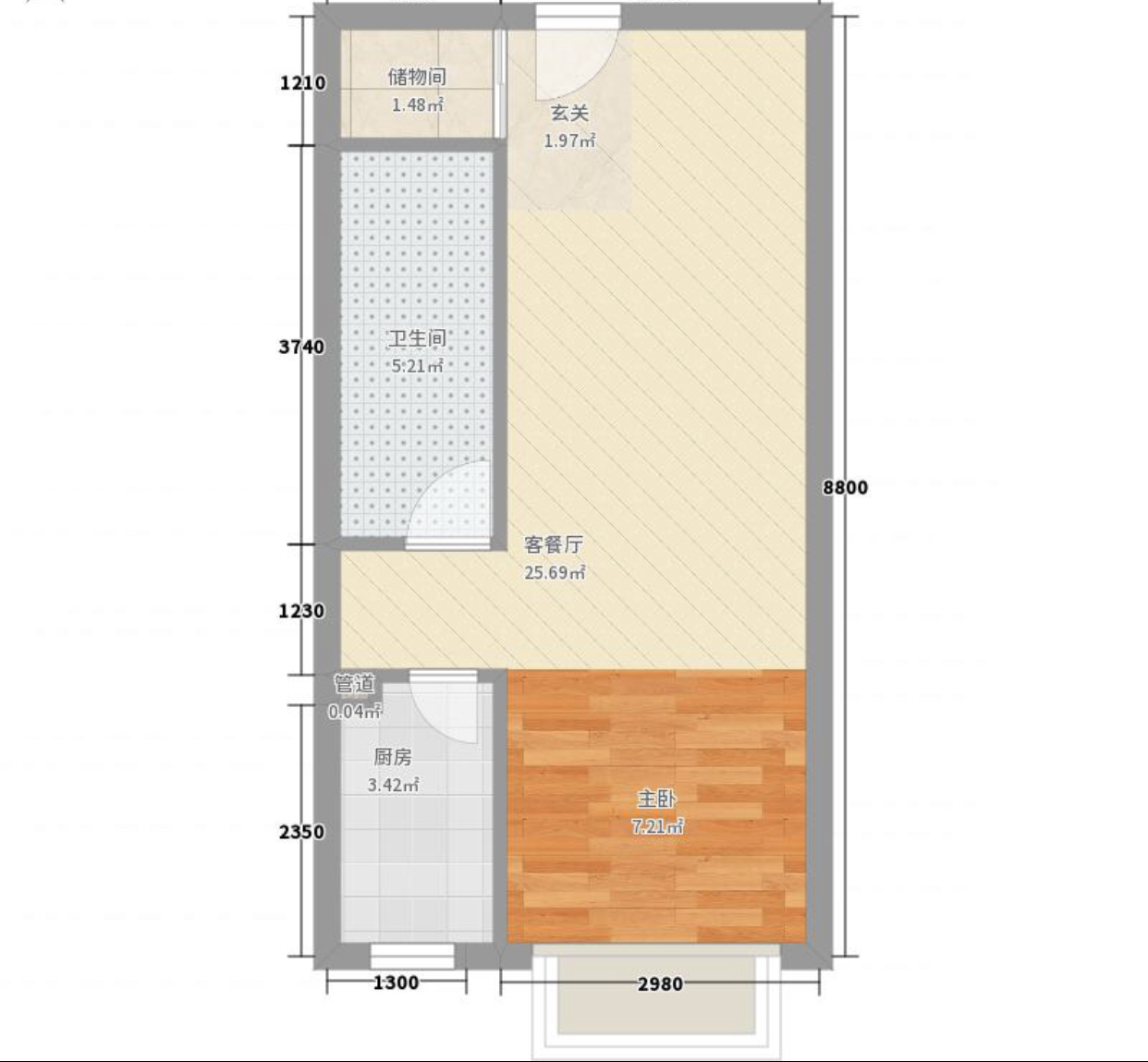 鹏利广场 1室1厅1卫 1100.0元/月 鹏利广场 1室1厅1卫 1100.0元/月户型图
