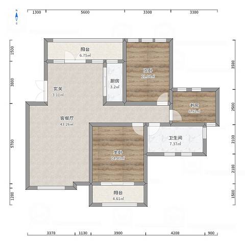 和达滨江花园  3室2厅2卫   800.00元/月户型图