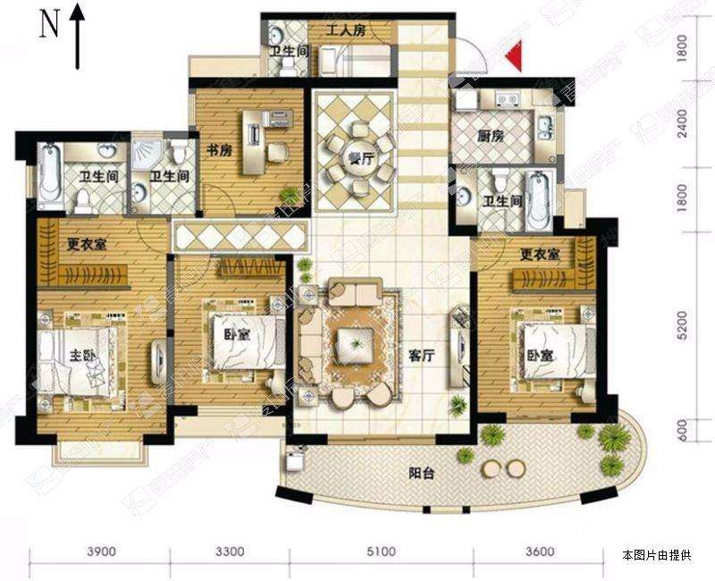 远大生态一期  4室2厅2卫   2500.00元/月户型图