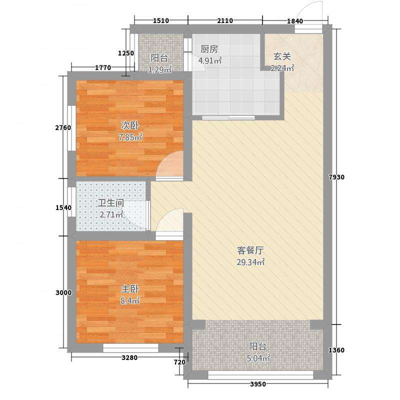 雄森国际  1室1厅1卫   3200.00元/月户型图