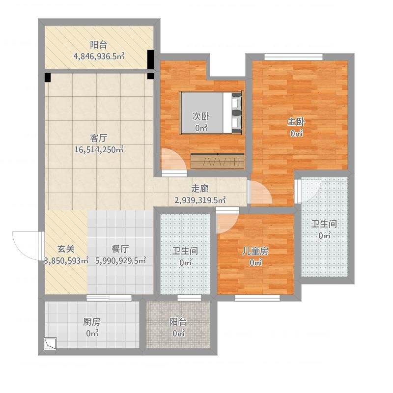 双流格林城  4室2厅2卫   2800.00元/月户型图