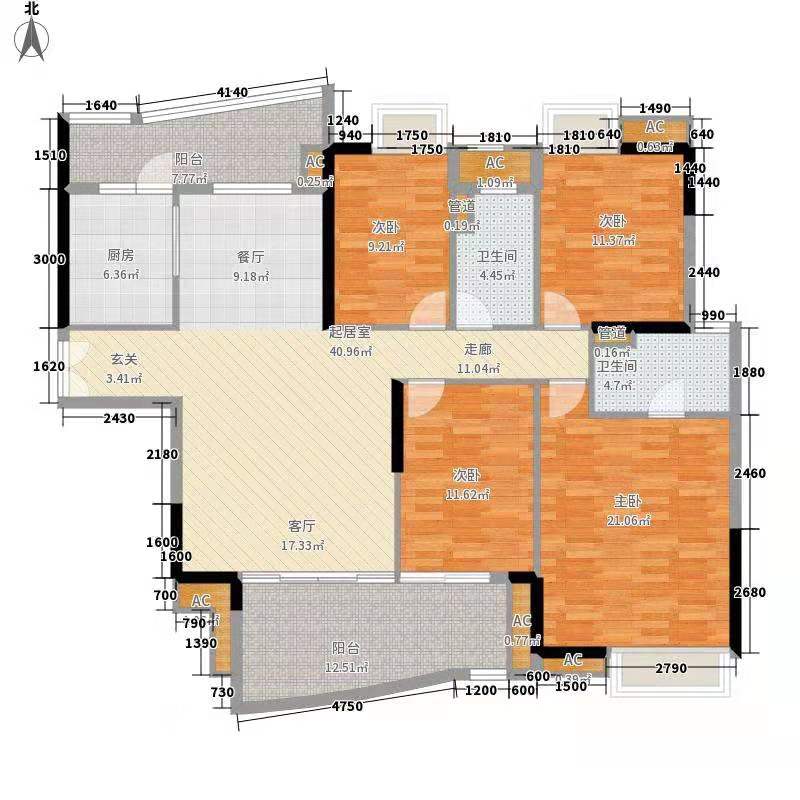 融冠恋城  4室2厅2卫   108.80万户型图