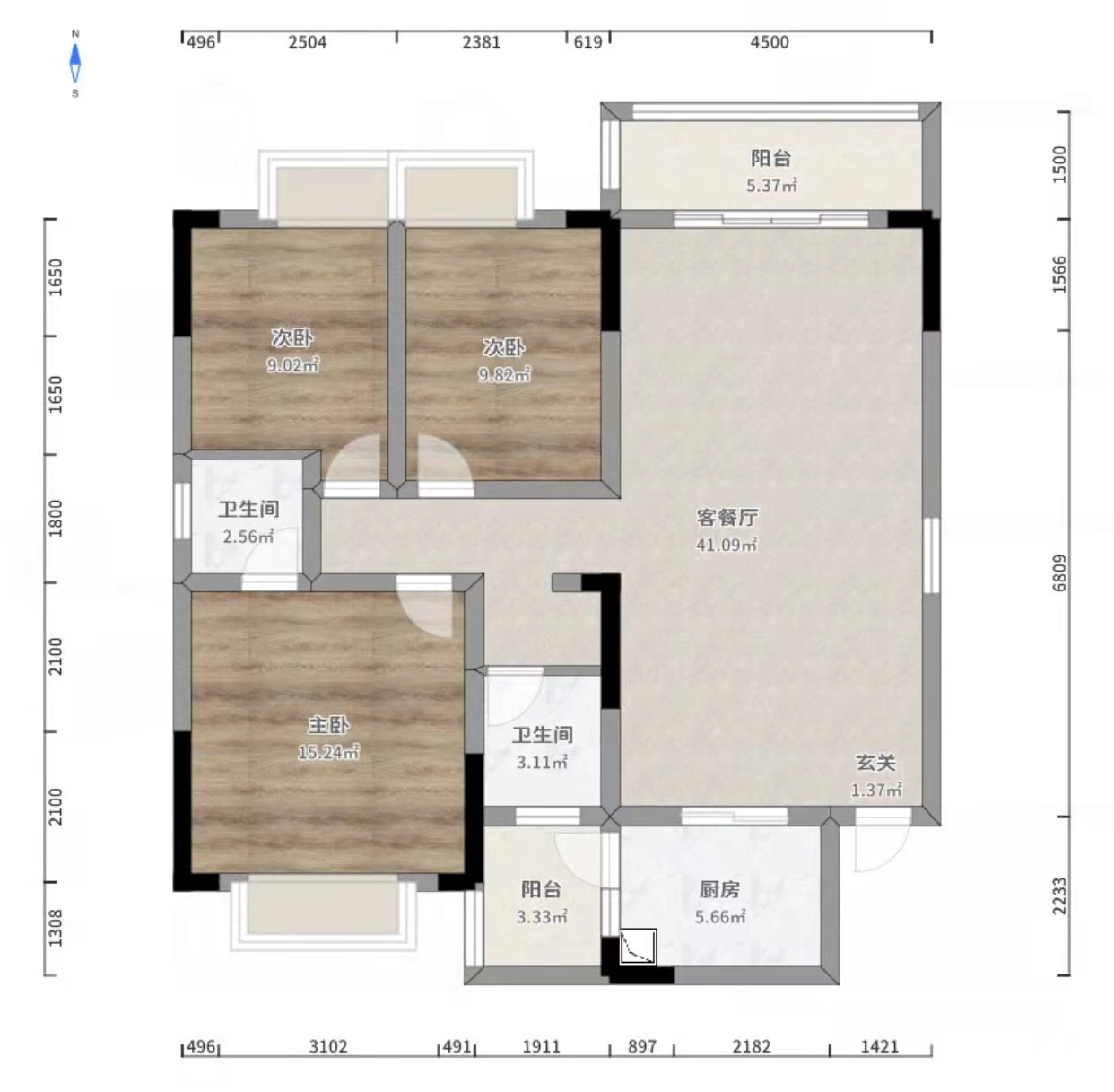 泊富广场  3室2厅2卫    82.0万户型图