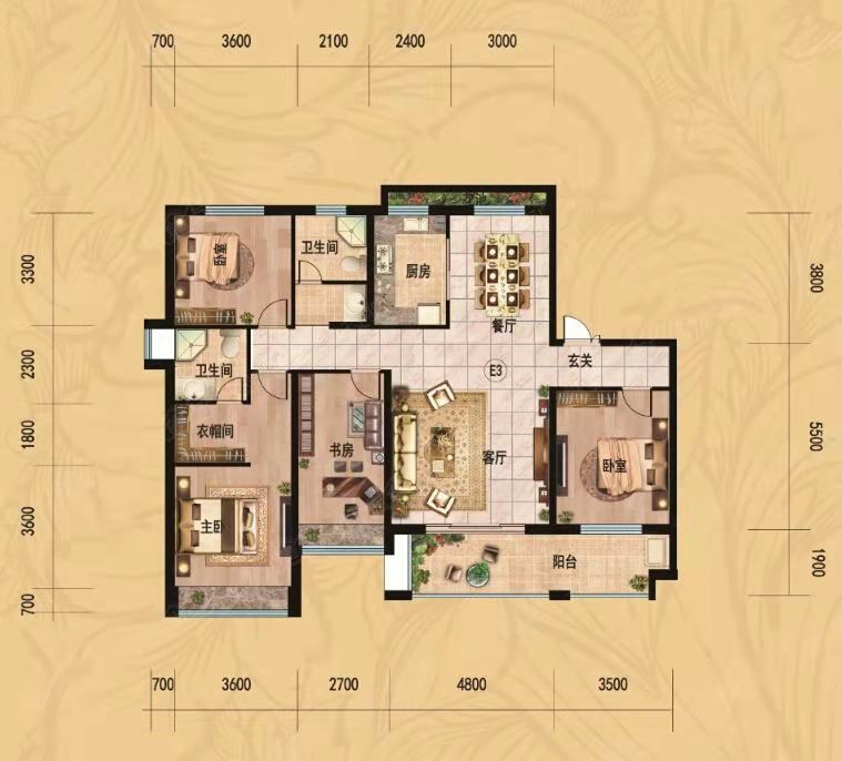 桃师附小宿舍  3室2厅2卫   59.80万户型图