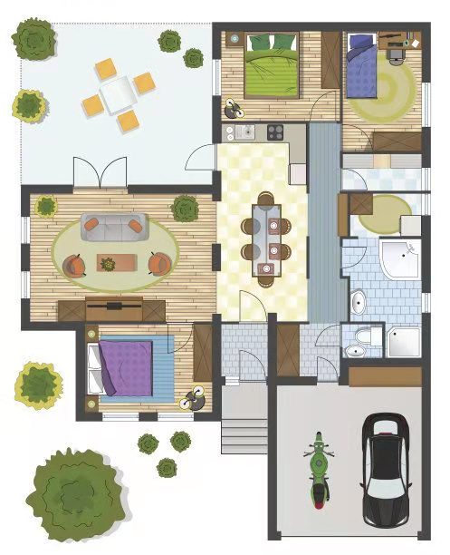 中天会展城A区  3室2厅2卫   3300.00元/月户型图