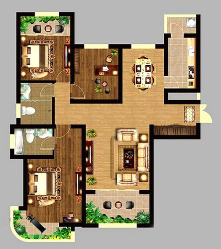 会龙山溪谷（住宅）  3室2厅2卫   84.00万户型图