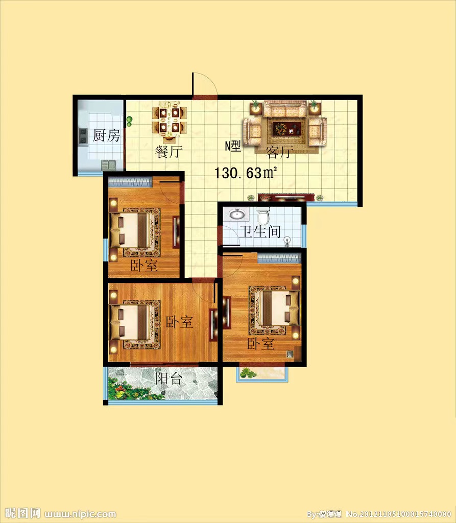 诚信家园  3室2厅2卫   52.80万户型图