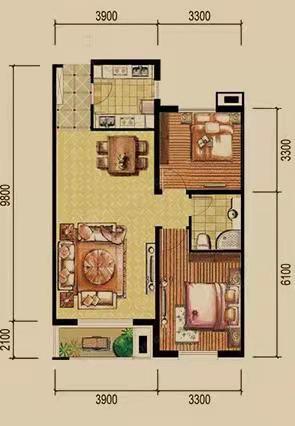 益空苑  2室2厅1卫   41.00万户型图