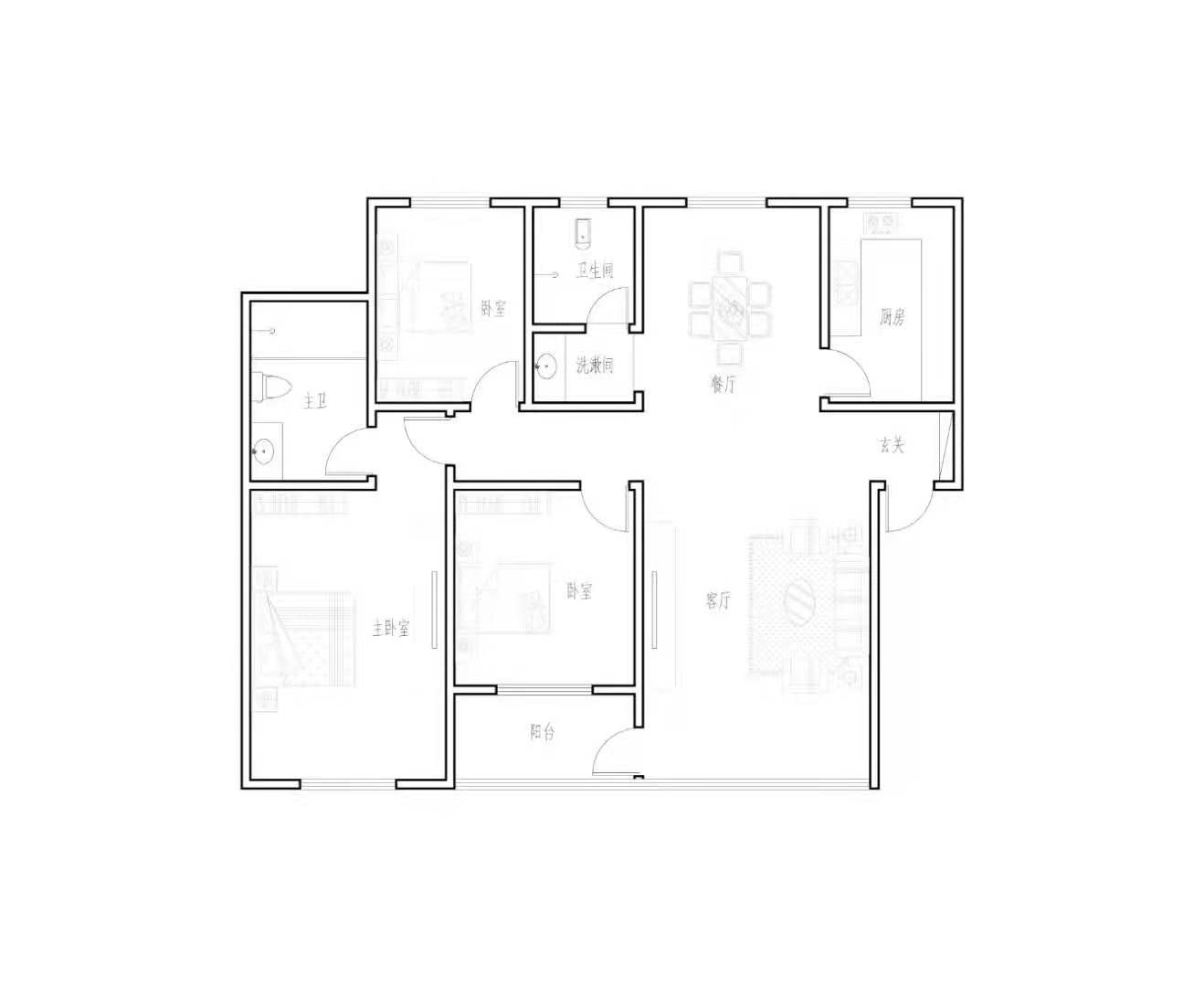 马良小区  3室2厅2卫   58.00万户型图