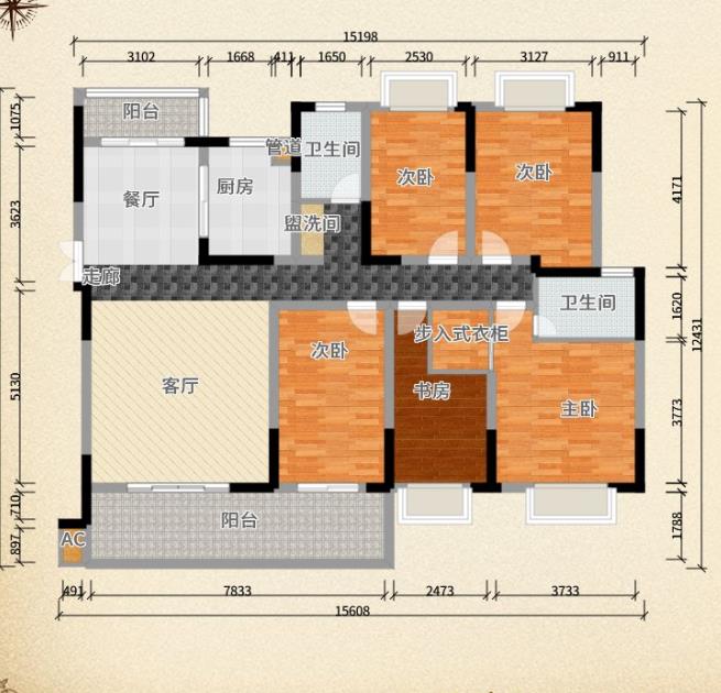 远航企业广场  4室1厅1卫   12000.00元/月户型图