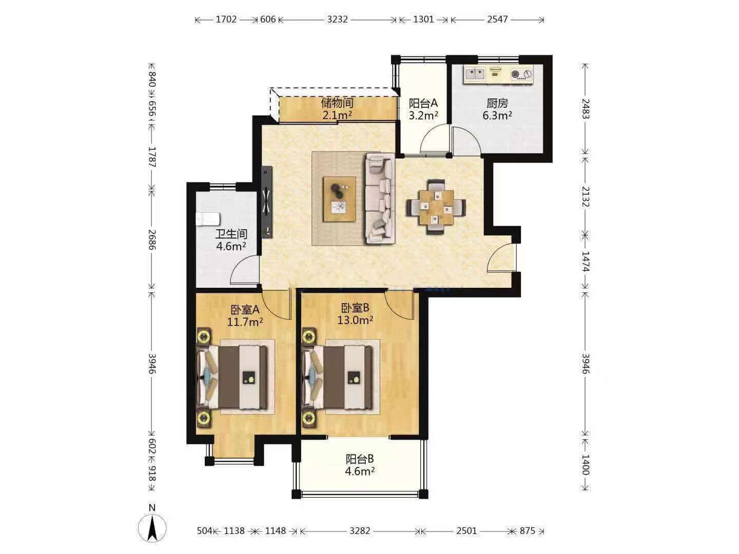 融侨馨苑  2室2厅1卫   219.00万户型图