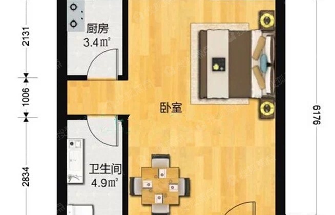 华城国际  1室0厅1卫   60.00万户型图