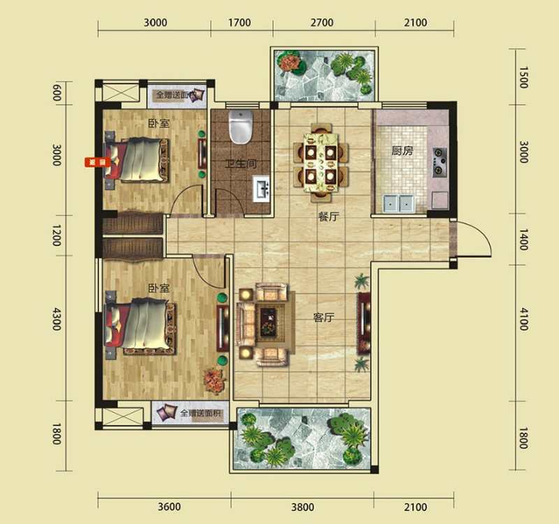 广德荷苑  2室1厅1卫   32.80万户型图