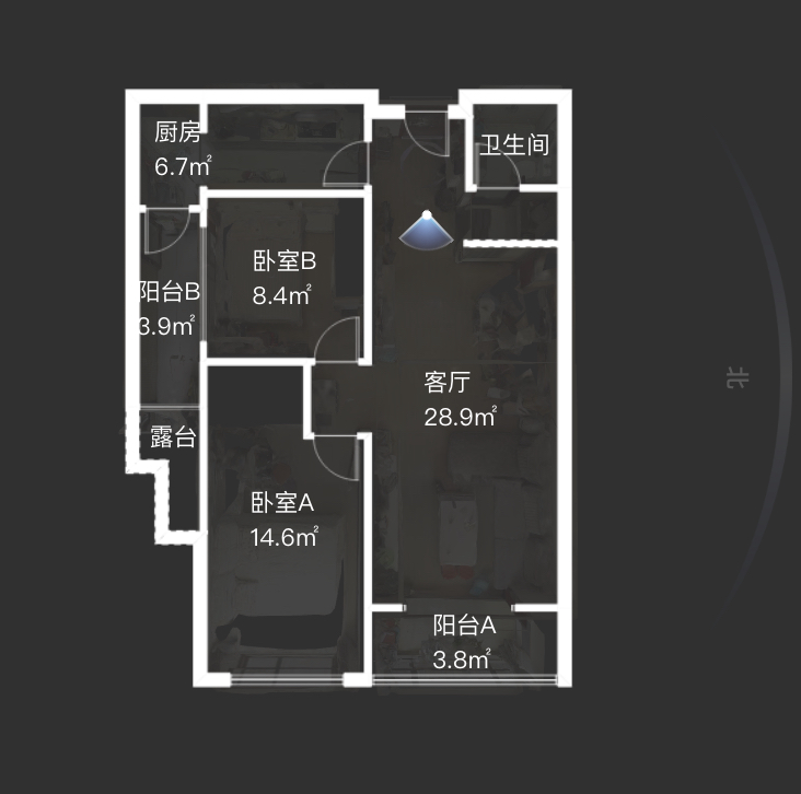 南寨子村安置楼  2室2厅1卫   2400.00元/月户型图