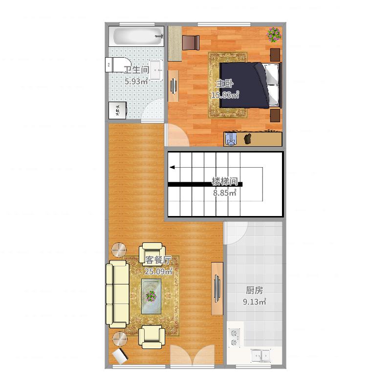 君馨名邸 2室2厅1卫 1400.0元/月 君馨名邸 2室2厅1卫 1400.0元/月户型图