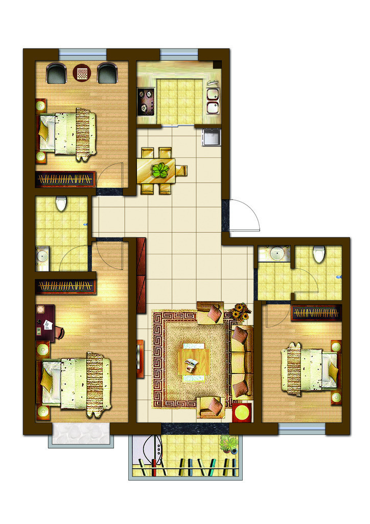 梓怡华盛家园  3室2厅2卫    80.0万 梓怡华盛家园  3室2厅2卫    80.0万户型图