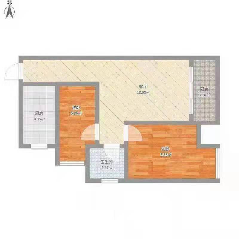 梓山豪苑  2室2厅1卫   58.00万户型图