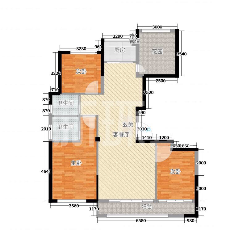 韦斯特城市花园  4室2厅2卫    78.0万户型图