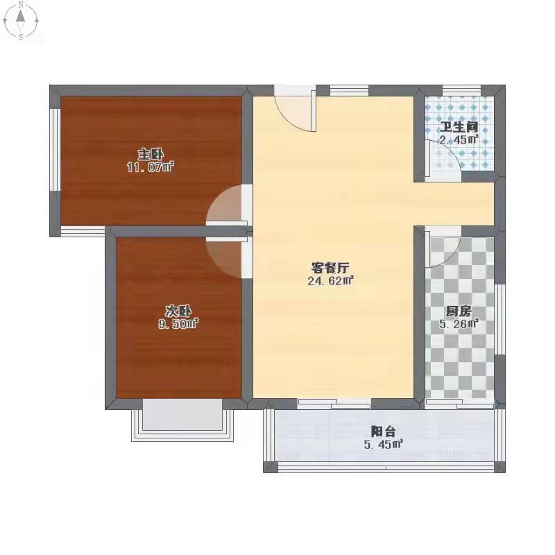 富兴嘉城  3室2厅2卫   1800.00元/月户型图