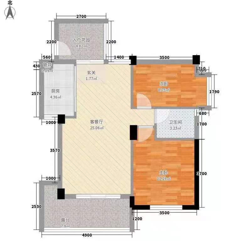 全丰小区  2室2厅1卫   800.00元/月户型图