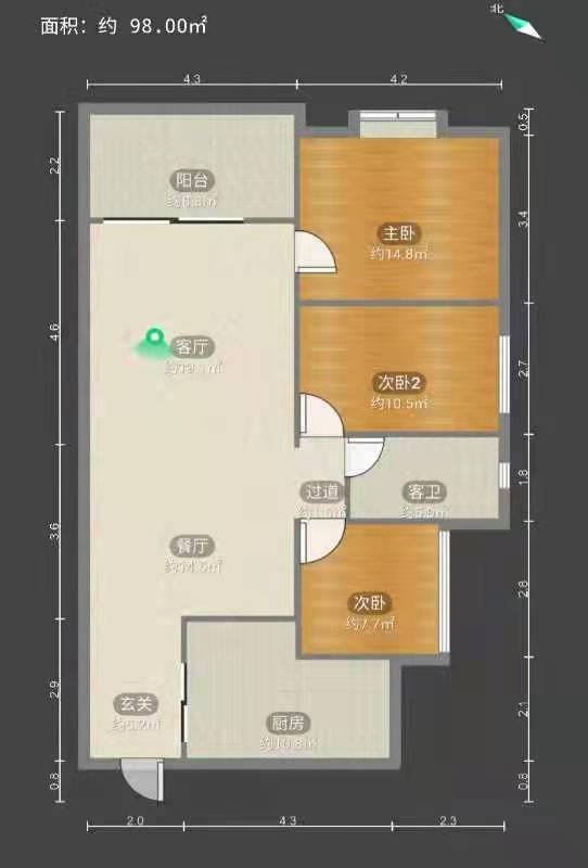 美的林城时代  3室2厅2卫   133.00万户型图