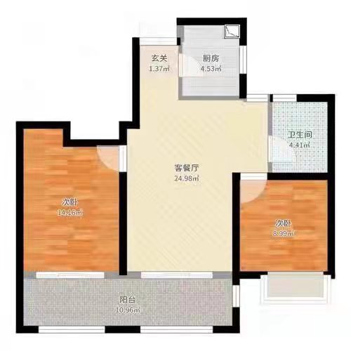 华新苑  2室2厅1卫   2000.00元/月户型图