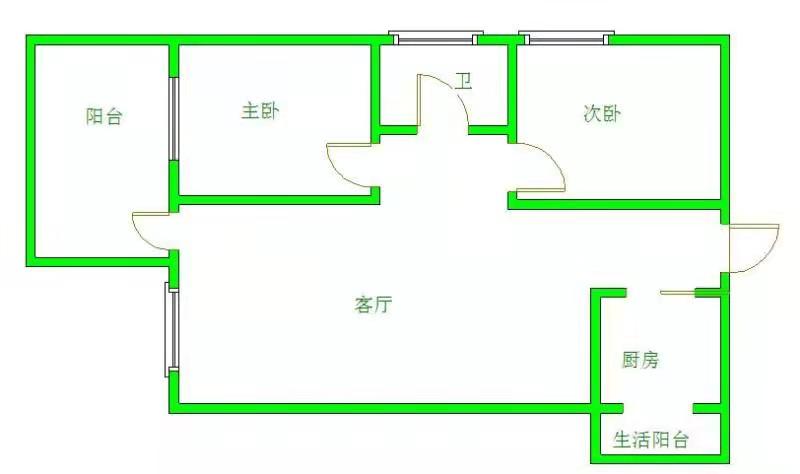 南湖锦苑  2室1厅1卫   1700.00元/月户型图