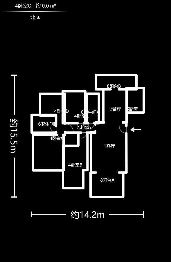藏珑湖上国际花园  4室2厅1卫    278.0万户型图
