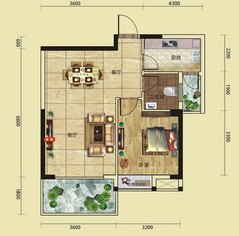 私房（桃源县所有）  1室1厅1卫   51.80万户型图