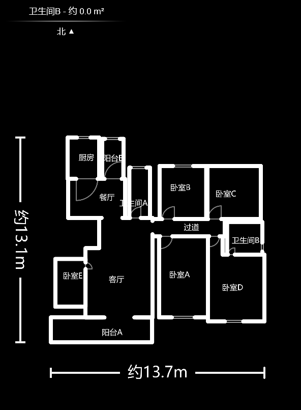 中天瑞景  5室2厅1卫    180.0万户型图