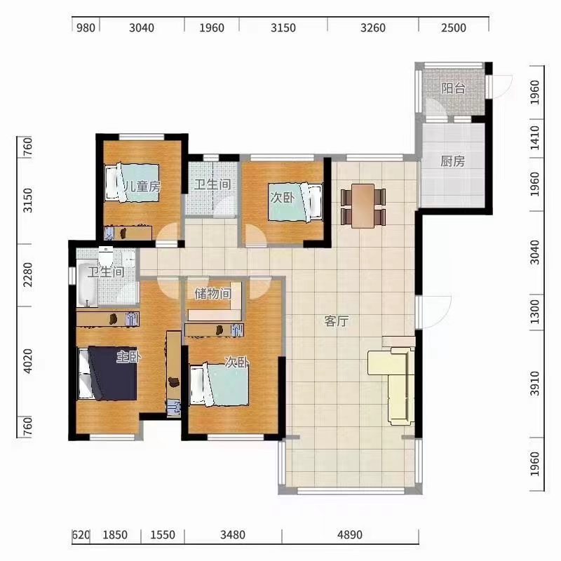 回龙湾主人家园 3室2厅2卫 2800.0元/月 回龙湾主人家园 3室2厅2卫 2800.0元/月户型图