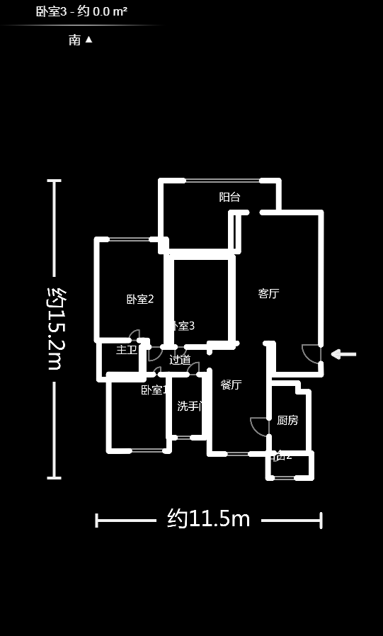 三万英尺  3室2厅2卫   198.00万户型图