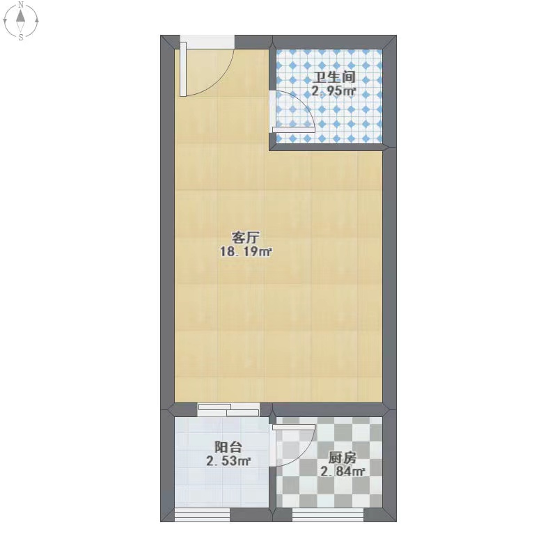 万城国际 1室1厅1卫 1200.0元/月 万城国际 1室1厅1卫 1200.0元/月户型图