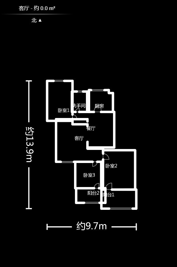 农行小区（农行宿舍）  3室2厅1卫   95.00万户型图