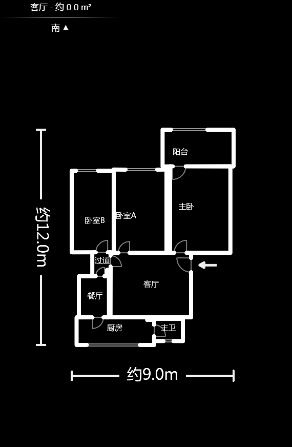 识字里社区  3室1厅1卫    44.0万户型图