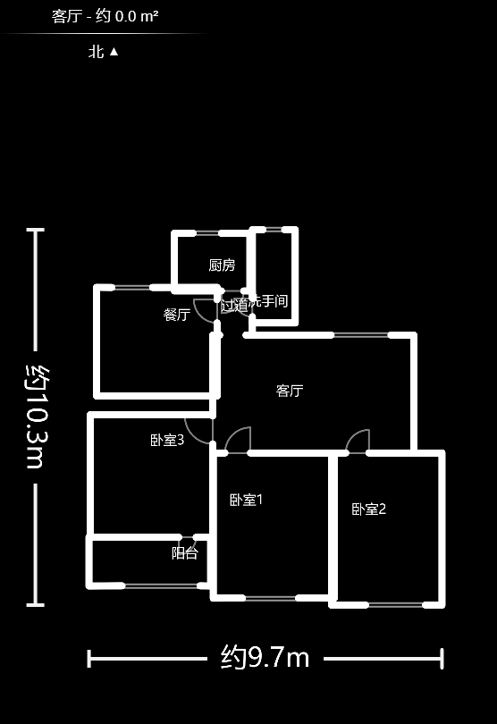 军干所宿舍  3室2厅1卫    74.0万户型图