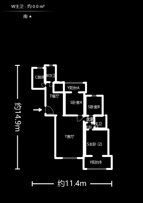 海拔東方  3室2廳1衛(wèi)    110.0萬(wàn)戶型圖