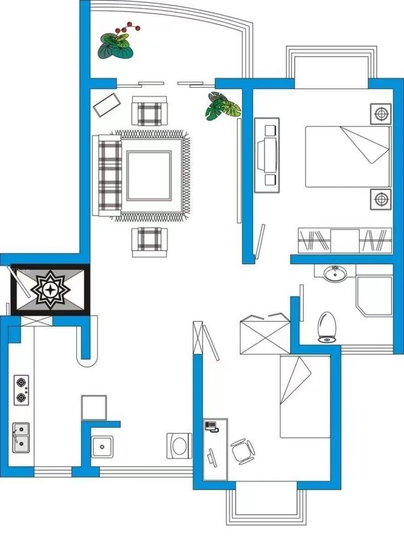 杉山社区  2室2厅1卫   1050.00元/月户型图