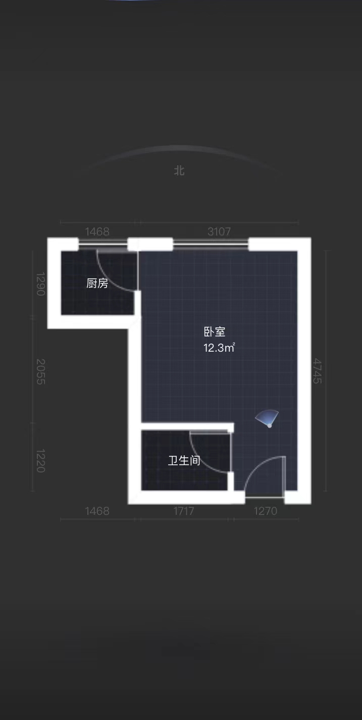曲江华著中城  1室1厅1卫   1600.00元/月户型图