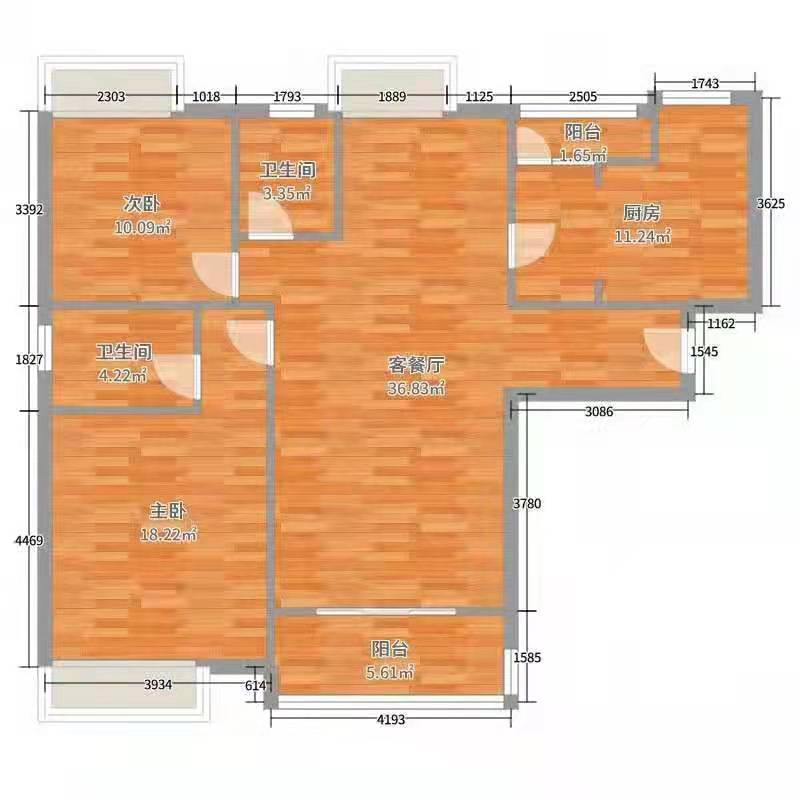 碧桂园  4室2厅2卫   2580.00元/月户型图