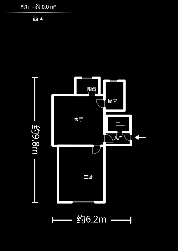 楚怡公寓  1室1厅1卫   44.80万户型图