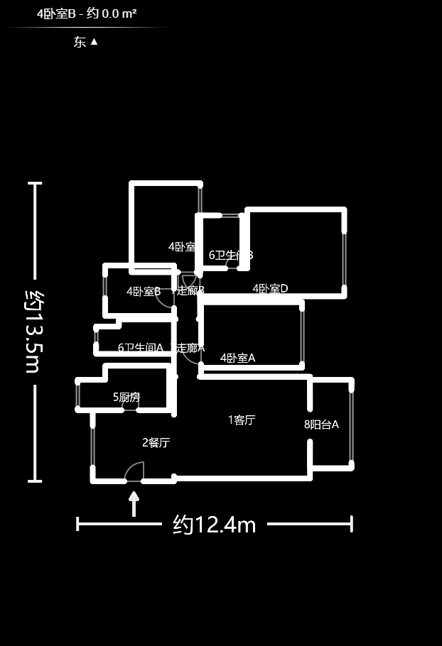 藏珑湖上国际花园  4室2厅1卫   220.00万户型图